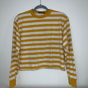 Yellow and white striped T-shirt